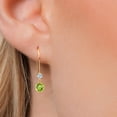 thumbnail image 3 of Gem Stone King 14K Yellow Gold Green Peridot and Lab Grown Diamond Earrings for Women | 1.03 Cttw | Gemstone August Birthstone | Round 4.5MM, 3 of 6
