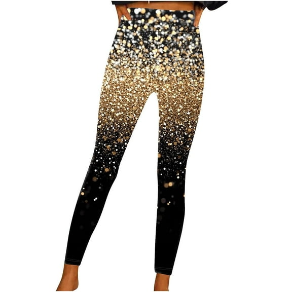 Oplxuo Women's Gradient Sequins Printed Leggings Sparkly High Waisted Lounge Yoga Pants Ultra Soft Stretch Running Tights