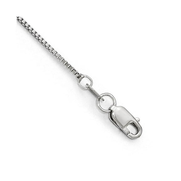 0.8mm 10k White Gold Box Chain Necklace - 20 Inch