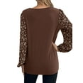 thumbnail image 5 of HUBERY Women Floral Printed Long Sleeve Crew Neck Solid Color Pullover Top, 5 of 7