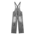 thumbnail image 3 of Women's Denim Overalls, Adjustable Zipper Jumpsuit, Wash Blue Cowboy Bib Pants, Loose Fit Casual One-Piece For Streetwear Gray XL, 3 of 5