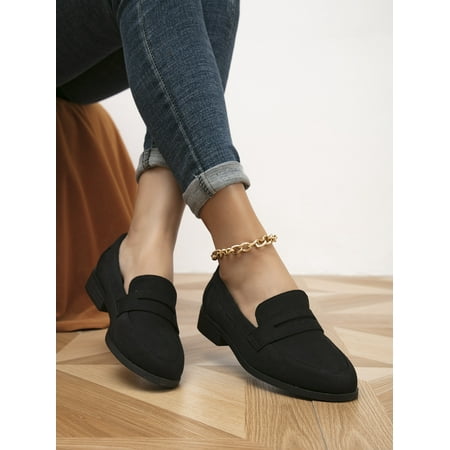 

Faux Suede Point Toe Flat Loafers Women‘s Footwear