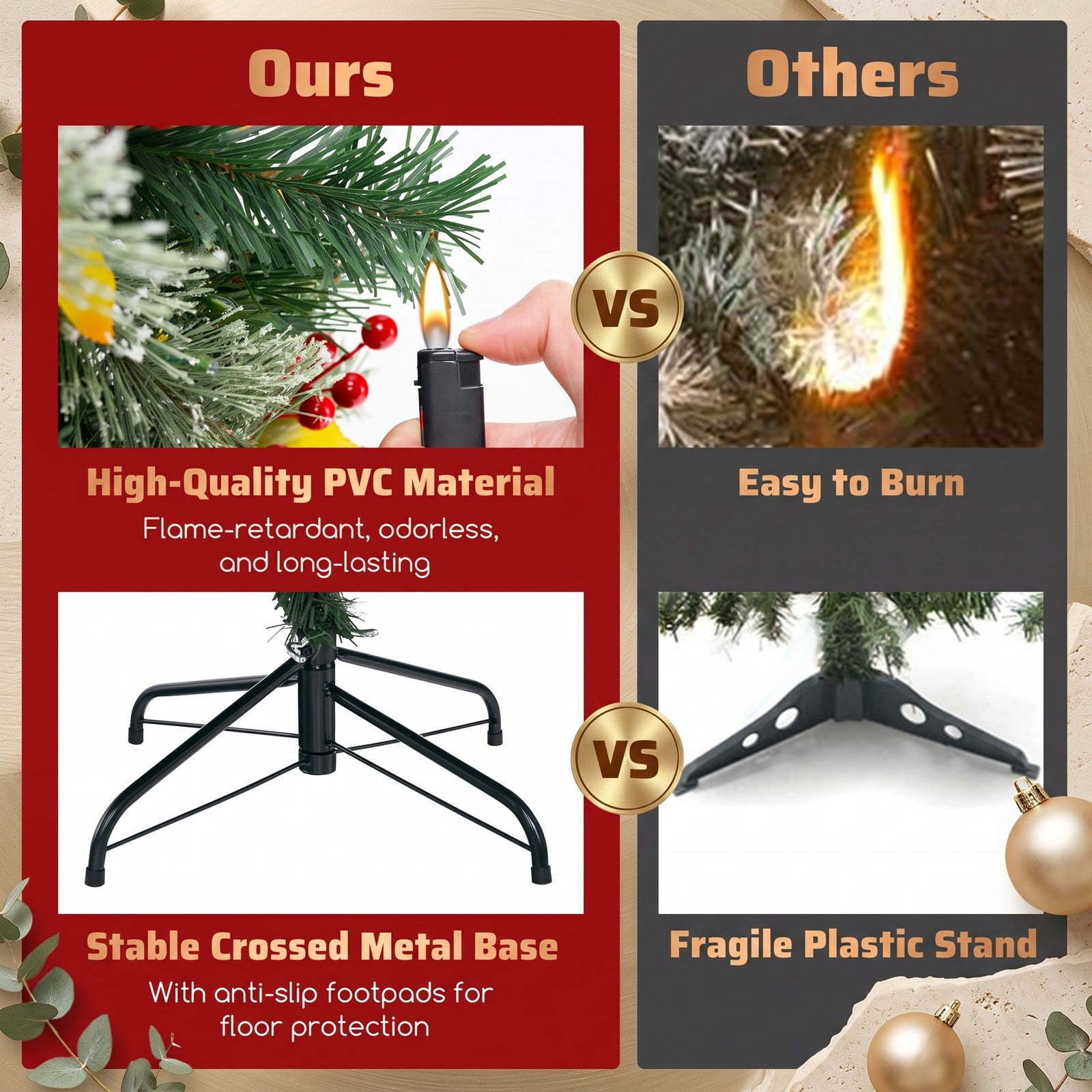 RUIE 7.5 FT Pre-Lit Artificial Christmas Tree with 1096 Branch Tips, 460 Warm White LED Lights, 8 Lighting Modes and Foldable Metal Stand for Indoor Holiday, Green