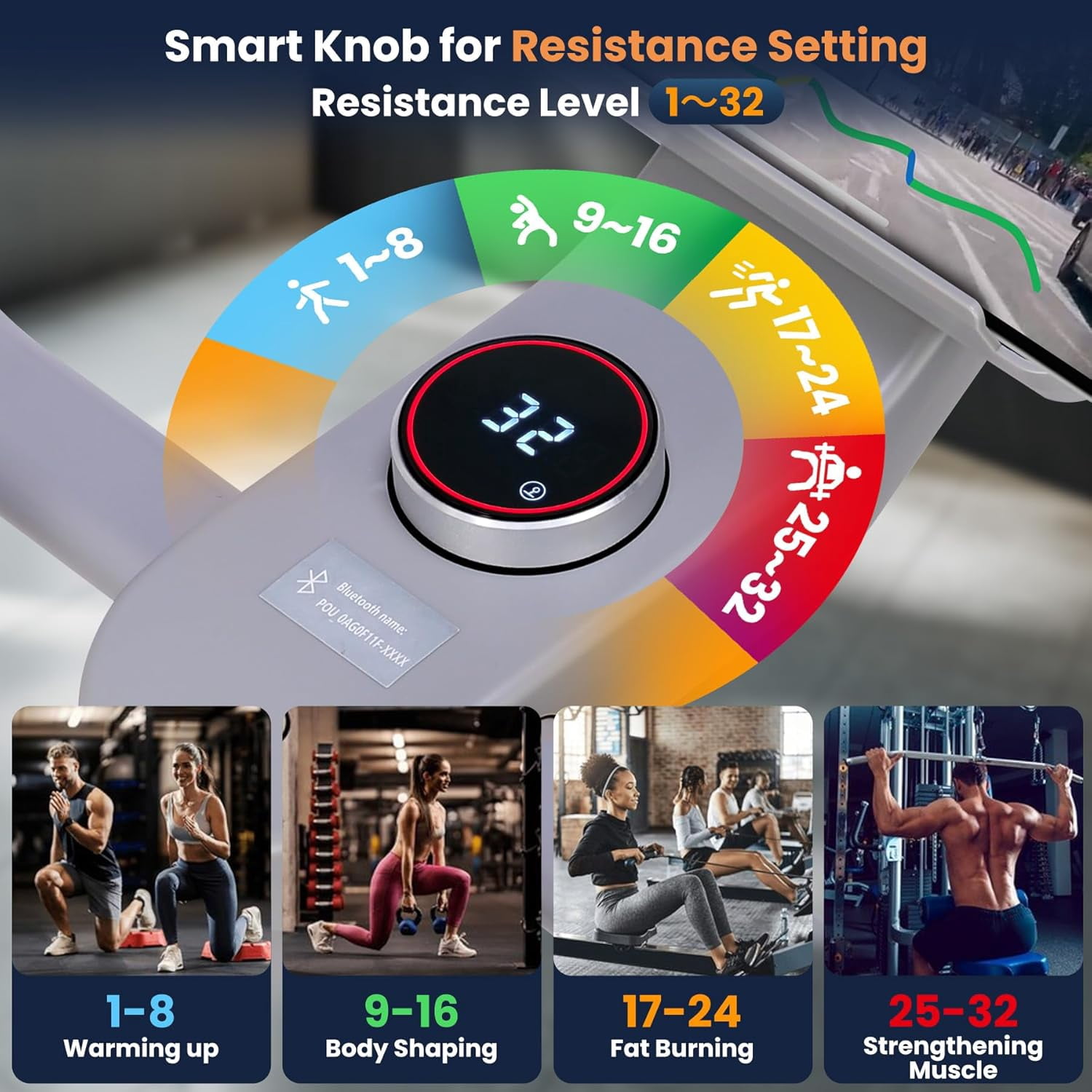 Exercise Bike, Stationary Bikes for Home with 32-Level Quiet Magnetic Resistance, Magnetic Stationary Bike with LED Display for 7 Types of Data, Including Pulse, Calories, and Distance Etc