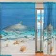 thumbnail image 2 of FREEAMG Shark Near Sea Bed Sheer Window Curtain Panel Drape 55x78 Inch for Living Room Bedroom Kids Room 2 Piece, 2 of 4