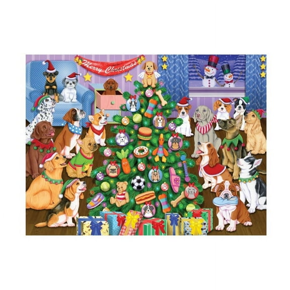 Tomoyo Pitcher 'Puppies Christmas Tree' Canvas Art