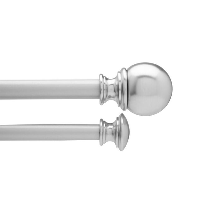 Hometrends Ball 1" Nickel Double Drapery Rod Set