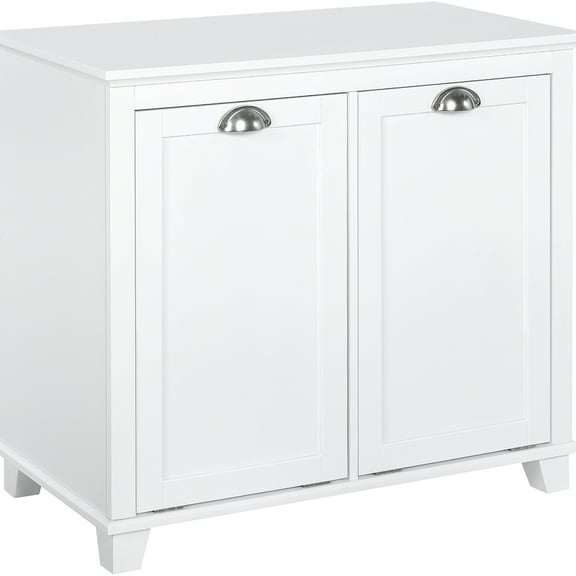 Bathroom Cabinet In White - Tilt-out Laundry Sorter Copious Space For Towels & Accessories , Water- Material Toppling 30" W X 15.56" D 27.5" H Generous Storage To Water Stable Design 27.5
