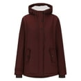 thumbnail image 2 of XPMWRP Women's Fleece Lined Hooded Thicken Coat Long Sleeve Solid Color Casual Zip Up Jackets Winter Soft Warm Trendy Coats with Pockets Red L, 2 of 4