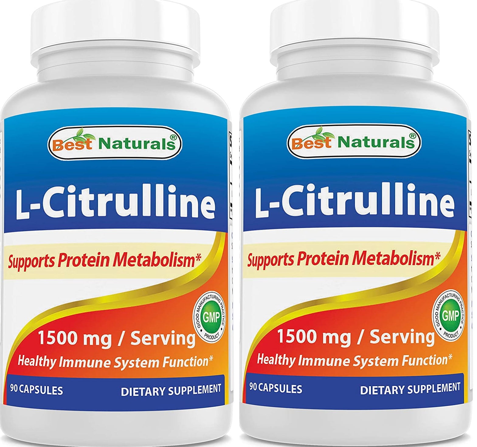 2 Pack Best Naturals L-Citrulline 1500 mg 90 Capsules