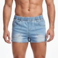 thumbnail image 4 of Ceisia Men Elastic Waist Light Wash Denim Shorts Pocket Design Casual Summer Short Jeans Light Blue L Gift, 4 of 9