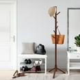 thumbnail image 2 of Giantex Wooden Coat Rack Standing, Coat Tree w/2 Adjustable Height, Hanger Stand w/8 Hooks for Clothes, Hats, Bags, Umbrellas, in Home, Office, Walnut, 2 of 8