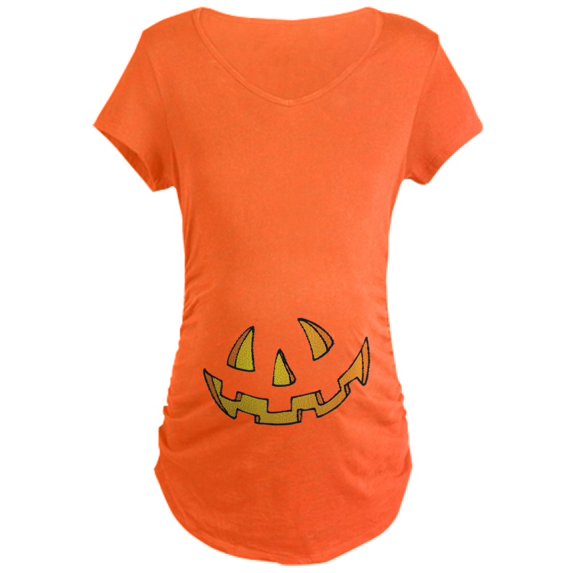 CafePress - Halloween Jack O Lantern Maternity Dark T Shirt - Maternity Dark T-Shirt