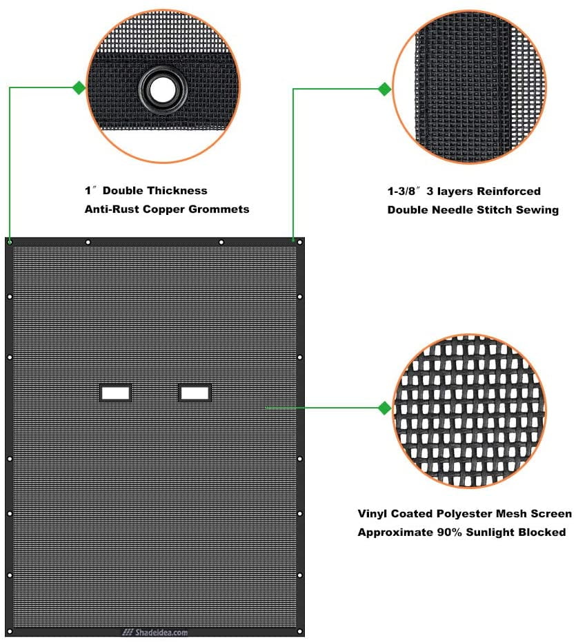Shadeidea Jeep Wrangler Sunshade JL Unlimited (2018-Current) 4 Door Front and Rear-Black Mesh Screen Sunshade JLU Top Cover UV Blocker with Grab Bag-One time Install 10 Years Warranty