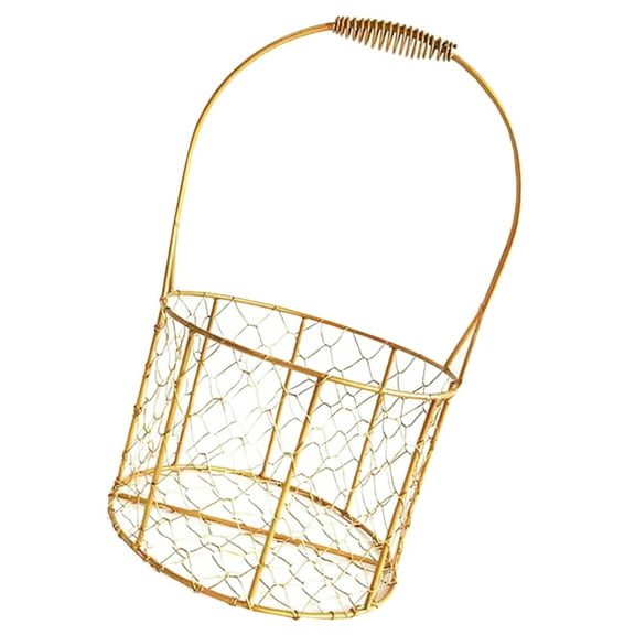 Flower Basket with Handle Round Fruits Basket Iron Wire Basket Wedding Decoration