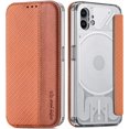 thumbnail image 5 of Clear Case for Nothing Phone 1 with Card Holder, Fiber Pattern PU Leather Wallet Flip Shockproof Phone case Cover for Nothing Phone 1 QW Brown, 5 of 18