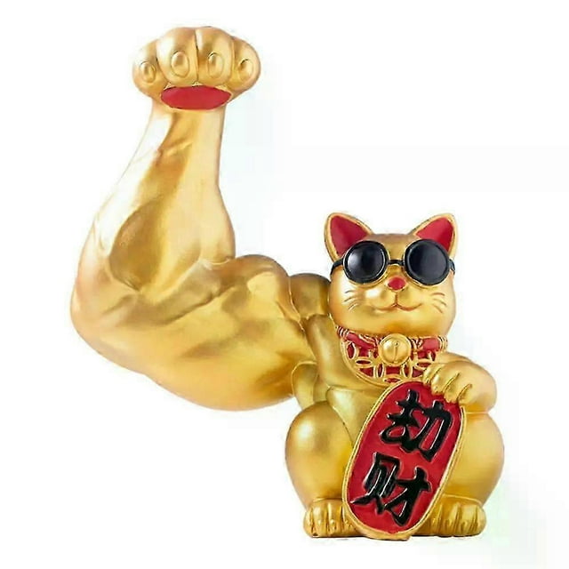 Big Arm Lucky Cat Figurine Gift Welcome Door Interior Living Room Decor Lucky Cat Chinese Waving Arm Fortune Accessories