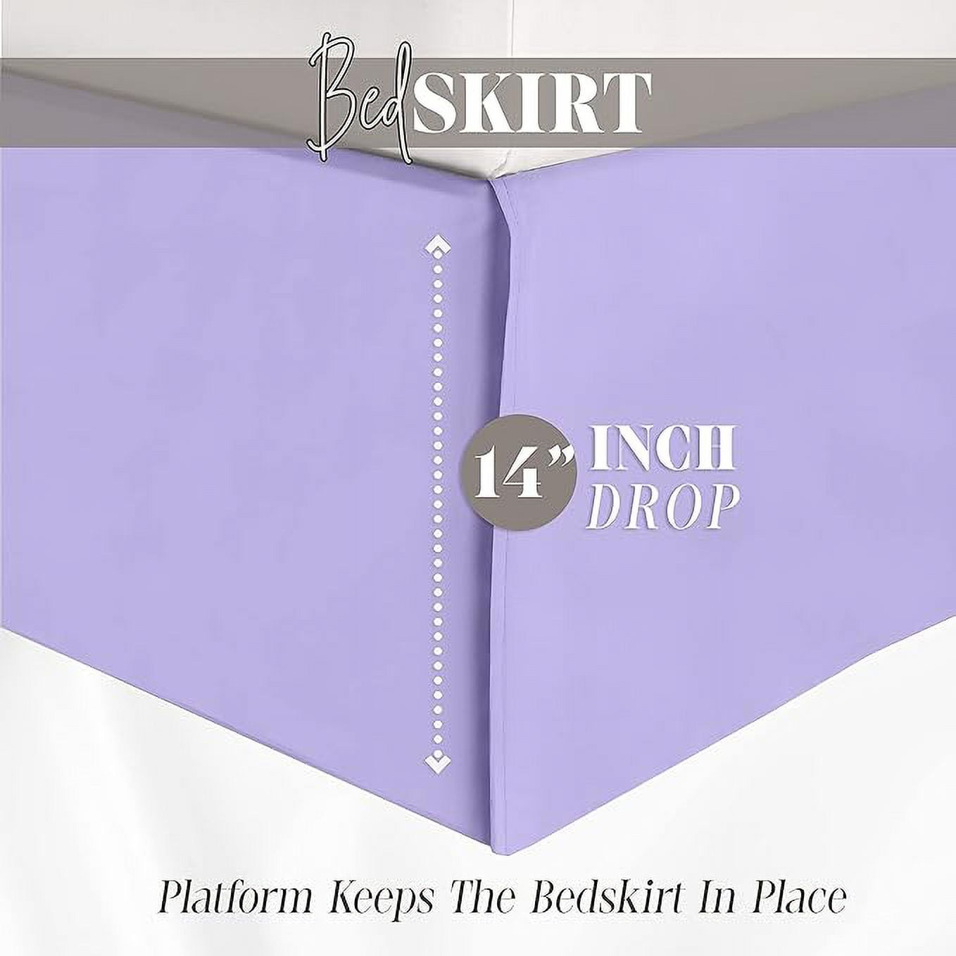 Elegant Comfort 1-Piece Solid Bed Skirt, 1500 Thread Count, Minimalist Design, Easy Care, Wrinkle and Stain Resistant , Full, Joyful Lilac