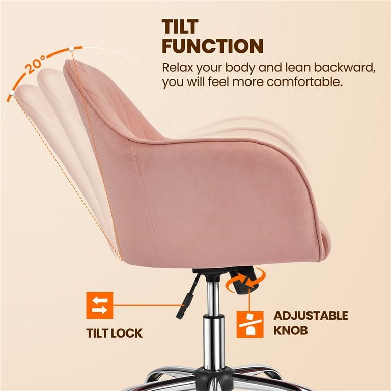 Alden Designs Velvet Mid Back Task Chair with Armrests Pink