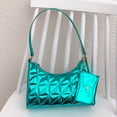 thumbnail image 4 of Bolso de mano para mujer, de piel sintética, acolchado, informal, para mujer, para niñas (verde), 4 of 8