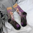 thumbnail image 5 of Fuzoiu Dog in Lavender Flowers Print Athletic Crew Socks for Men & Women,Casual Crew Socks,Above Ankle Crew Socks for Business, Casual, 5 of 6