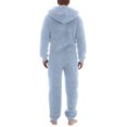 thumbnail image 5 of Cozy Thermal Jumpsuit for Everyday Casual Wear with Zip Front Lined Comfort and Relaxed Fit Nighttime Pajama Piece, Light Blue, XXXXXL, 5 of 6