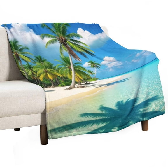 Tropical Beach Paradise Blanket Soft Cozy Flannel Blanket for man women