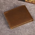thumbnail image 2 of Handmade Crazy Horse Leather Wallet Vintage Style Pure Leather Horizontal Men's Wallet Simple Distressed Genuine Leather 4 Card Slots Wallet, 2 of 3
