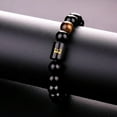 thumbnail image 3 of 10MM Black Onyx Stone Initial Bracelet for Men Letter Link Handmade Tiger Eye Bead Braided Rope Bracelet Gifts Mens Bracelet, 3 of 5