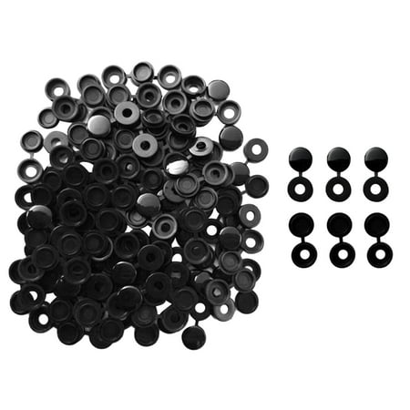 

100 Pieces Small 4.1mm Plastic Hinged Screw Cover Folding Snap Black
