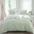 thumbnail image 2 of Sage Green Striped Bedding 3 Piece Duvet Cover Set Full Size, Modern Simple Farmhouse Beige Soft Microfiber Comforter Cover with Zipper Closure & Pillowcases, Wrinkle & FadeResistant Quilt Cover, 2 of 9