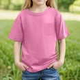 thumbnail image 3 of MIXUE Juniors Girls Tops & T-Shirts Summer Solid Color Round Neck Short Sleeve Loose Casual Beach T-shirts Holiday Wear,Pink,10-11 Years, 3 of 6