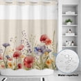 thumbnail image 2 of No Hook Shower Curtain, Spring Floral Shower Curtains for Bathroom with See Through Top Window, Colorful Summer Botanical Flowers Vintage Waterproof & Washable Bath Curtain Long 72"x78", 2 of 9
