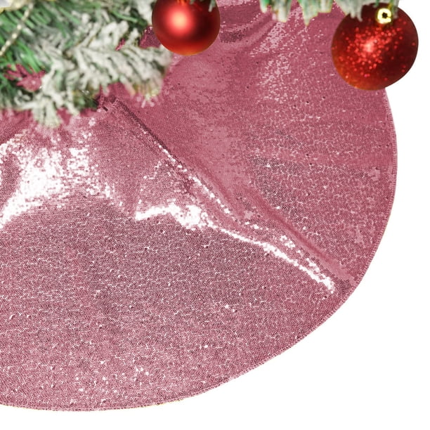 Falda para árbol de Navidad de 24 pulgadas con lentejuelas, falda vintage para árbol de Navidad, decoración para fiestas navideñas, falda con lentejuelas para árbol de Navidad, para el hogar y las vac
