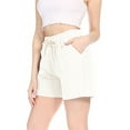thumbnail image 2 of Women's Casual Stripe Elastic Waist Drawstring Pockets Lightweight Short Lounge Pants, 2 of 6