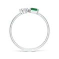 thumbnail image 2 of ANGARA Natural Two-Stone Emerald-Cut Emerald & Pear Diamond Ring in Sterling Silver for Women (Size-6x4mm) | May Birthstone, Birthday, Anniversary, Jewelry Gift for Women | Natural Emerald Ring, 2 of 10