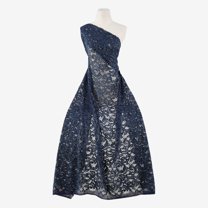 Zelouf Legacy Stretch Sequin Lace , Sewing, DIY, Crafts Fabric by the Yard, Midnight Teal, 7 Yard