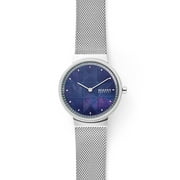Skagen Ladies' Annelie Two-Hand Silver-Tone Steel-Mesh Watch (SKW2833) and Fossil Ladies' 16mm Interchangeable Leather Strap, Tan (SKB2048) bundle.
