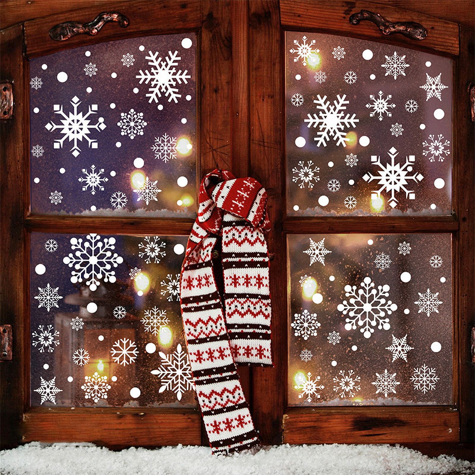 146pcs Christmas Window Clings for Glass Windows, Large Size Christmas Decals Snowflakes Decorations Stickers for Holiday Winter Decorations