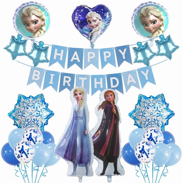 Frozen Birthday Balloon Set Elsa Anna Snow Treasure Flag Children's Birthday Party Aluminum Film Balloon Set