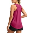thumbnail image 3 of Fgvctg Summer Womens Tank Tops Crew Neck Casual Flowy Ruffle Sleeveless Plus Size Shirts for Women Hot Pink L, 3 of 6
