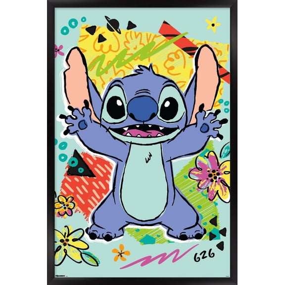 Disney Lilo & Stitch (2002): Pattern Clash - Stitch Wall Poster, 22.375" x 34" Framed