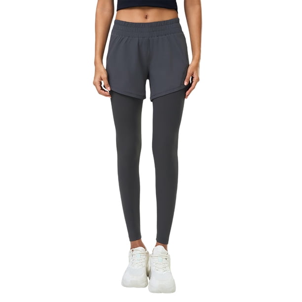 Pantalones de yoga con bolsillos con cremallera - Cintura elástica, nailon y spandex, leggings deportivos versátiles, entrenamiento para todas las estaciones