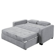 Serta Monroe Modern Convertible Sofa with Queen Size Sleeper, Light Gray Woven Fabric