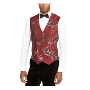 TALLIA ORANGE Mens Maroon Patterned Sleeveless Classic Fit Button Down Vest M