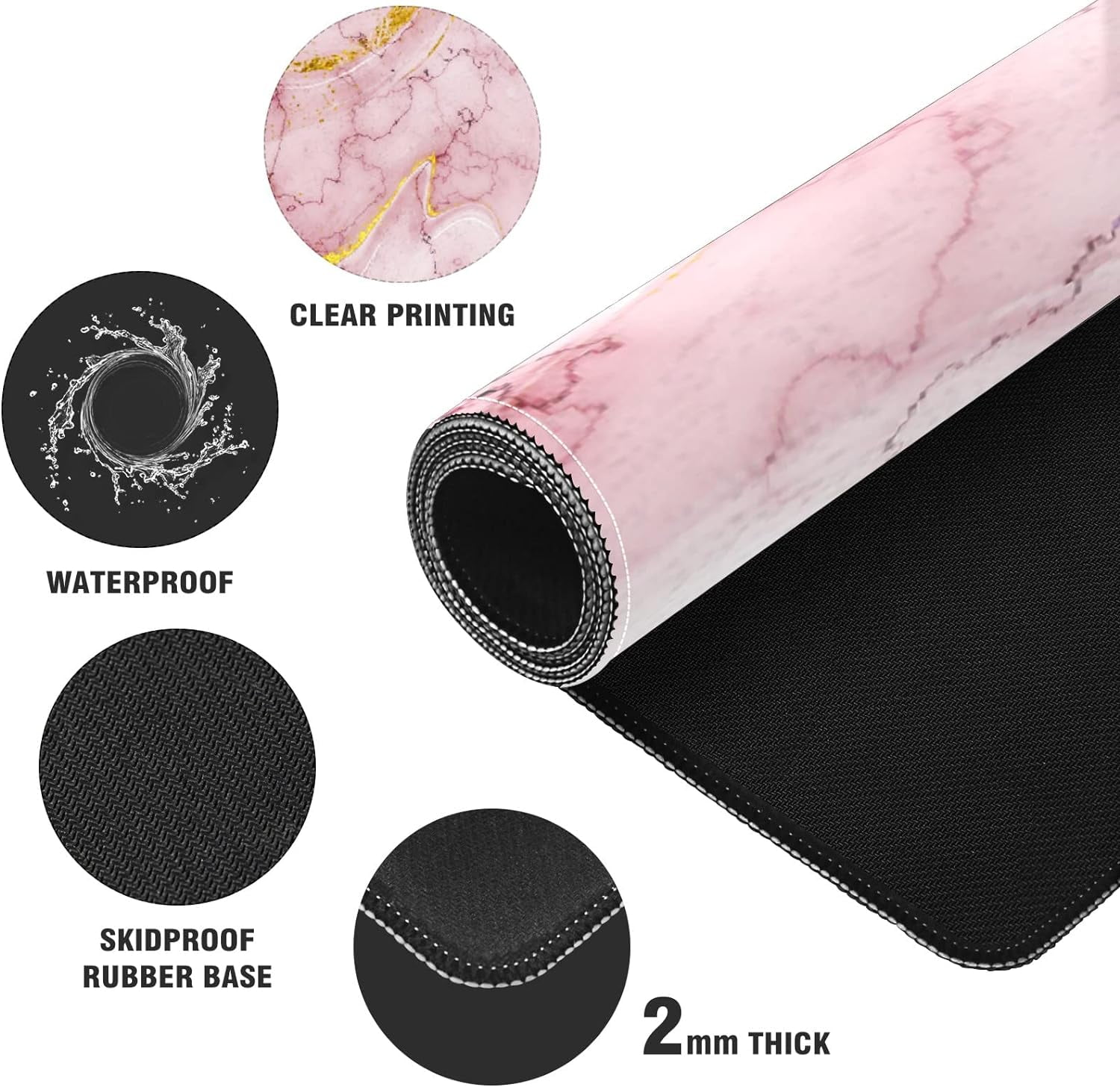 Pink Gold Marble Desk Mat, Desk Accessory, Cute Workspace, Trendy Workspace, Trendy, 35.4x15.7in Large Gaming Mouse Pad, Cute Desk Topper, Pretty Desk Pad