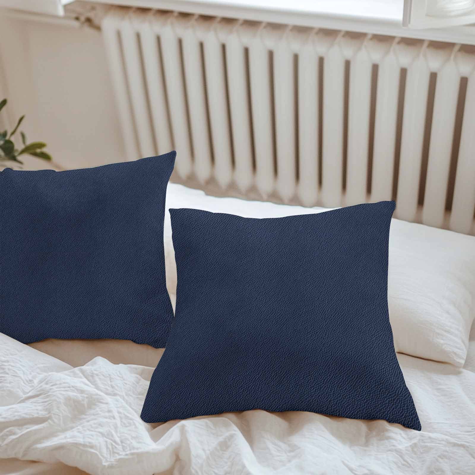 Boanket Outdoor Pillow Covers 24 x 24 Inches, Solid Dark Blue Waterproof Throw Pillow Cover Set of 2, Minimalism Abstract Denim Texture Decorative Square Cushion Covers for Patio/Tent/Couch/Garden