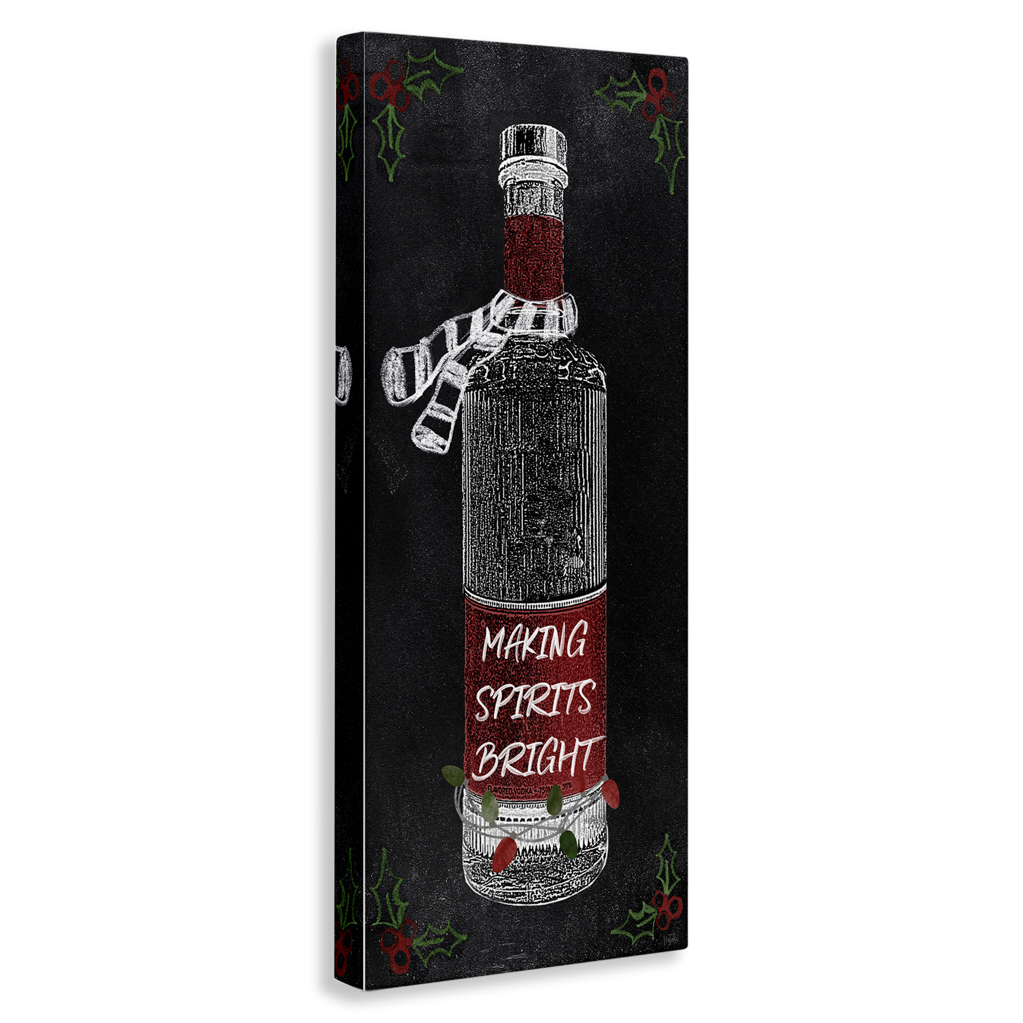 Stupell Industries Making Spirits Bright Bottle Holiday Painting Gallery Wrapped Canvas Art Prints Wall Art, 17 x 40