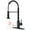 Matte Black, variant on Kitchen Faucet with Pull Down Sprayer, Stainless Steel Commercial Single Handle Classic Spring Pull Out Sink Faucet for Pot Filler, Farmhouse Camper Bar Laundry Room, Black Brushed
