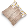 thumbnail image 5 of GZHJMY Soft Smooth Skin-Friendly Throw Pillow Cover without Pillow Case18"x18"Shrink-Resistant Breathable Hidden Zipper Opening, Sofa Bed Office Farmhouse Room Easy to Disassemble|Daisy Flowers Wood, 5 of 7